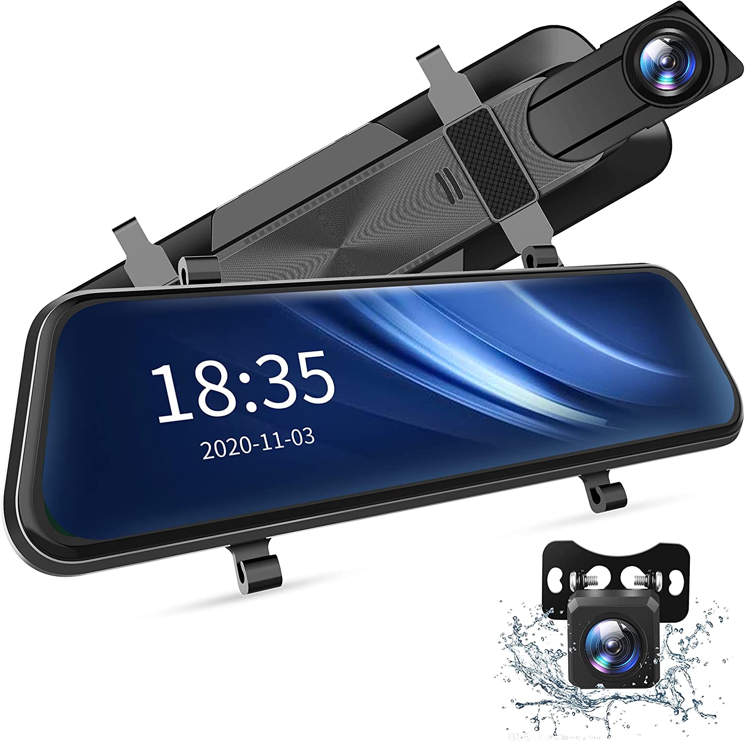 Forever 2-in-1 Smart Rear View Mirror & Built-In Dash Cam - Black