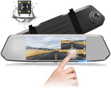 Front and Rear Dual Lens Mirror Dash Camera 7" Touch Screen Rearview Car Dash Cam DVR Video Recorder with Night Vision Reversing Backup Camera -B07D52Q6TP
